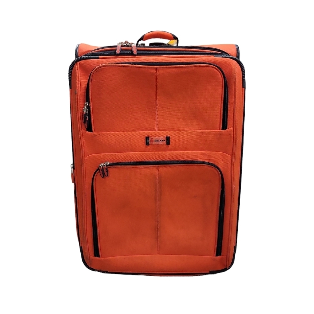 Delsey Chatelet Air 30" Large Rolling Suitcase in Orange and Black (Unisex)